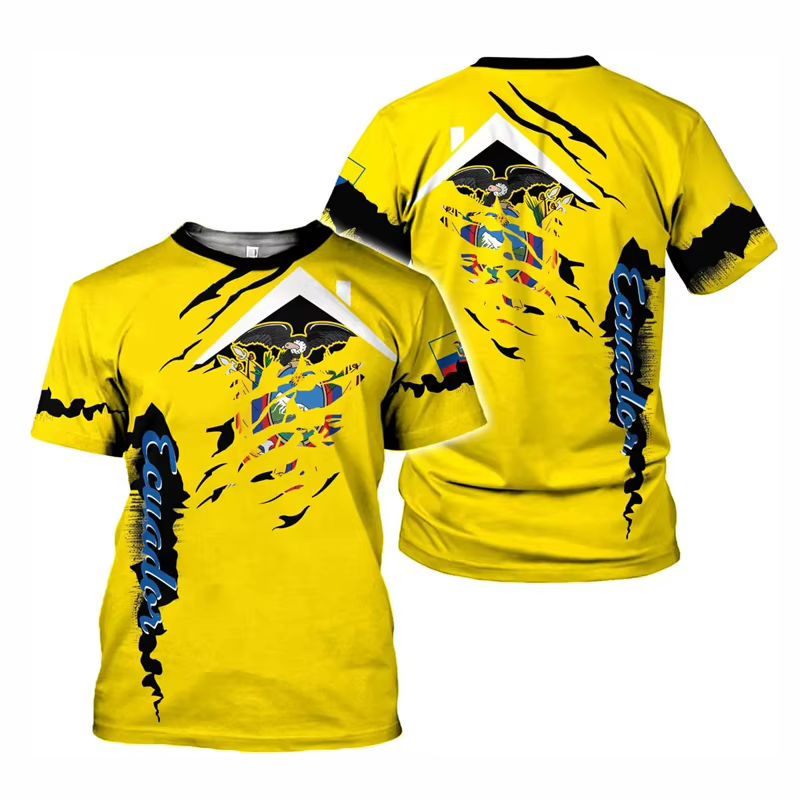 Ecuador drapeau T-shirt pour hommes été décontracté col rond T-shirt mode surdimensionné manches cou