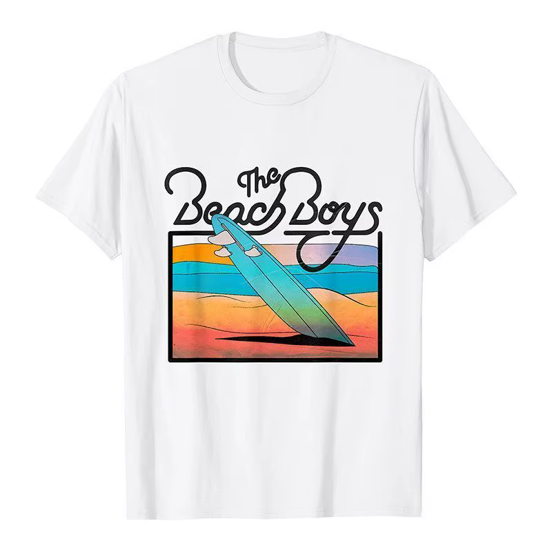 The Beach Boys - T-shirt à manches courtes en pur coton pour hommes, style décontracté, rock psychéd