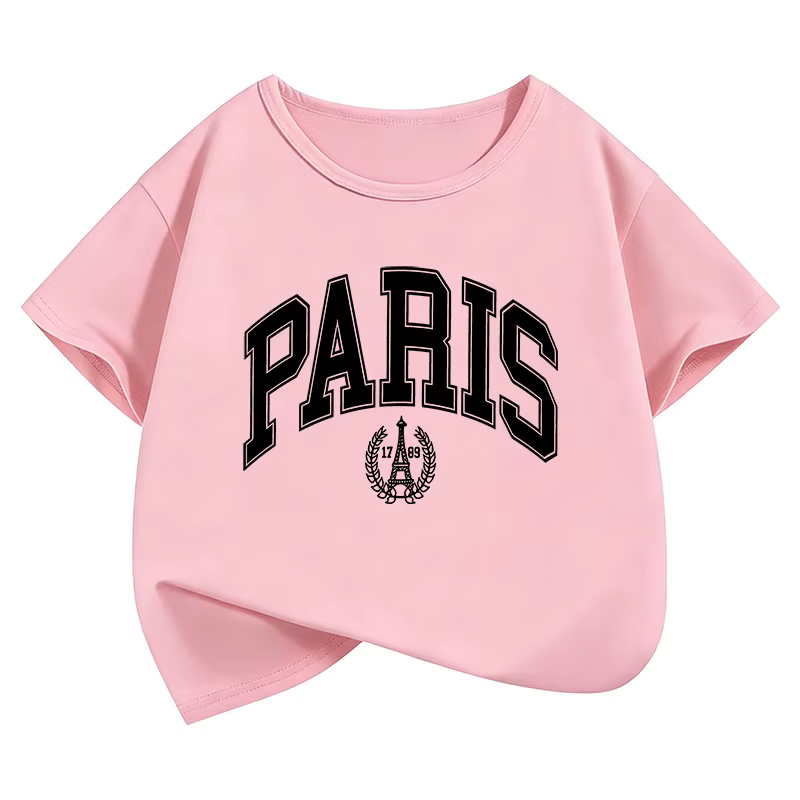 T-shirts amusants au design parisien pour enfants, garçons et filles, style gothique, décontractés, 