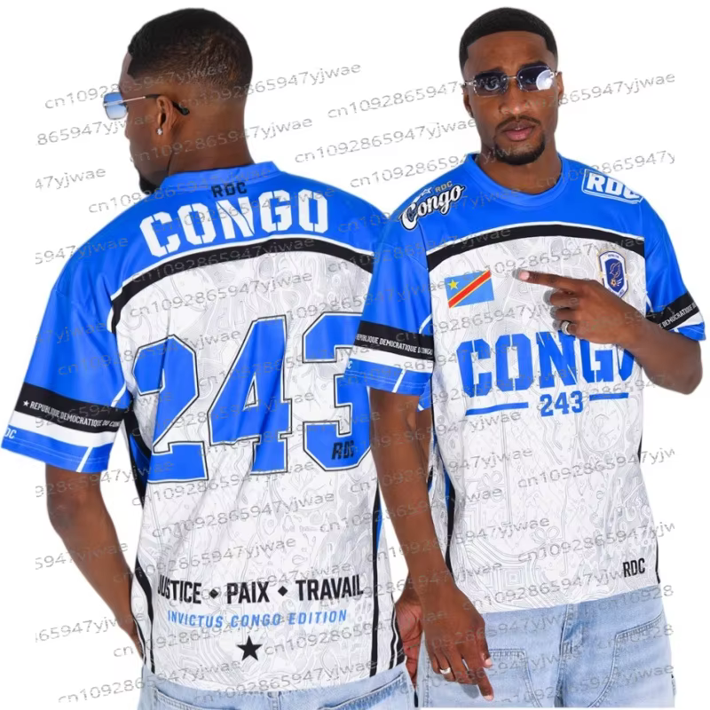 T-shirt léger à manches courtes unisexe, motif drapeau national de la République démocratique du Con