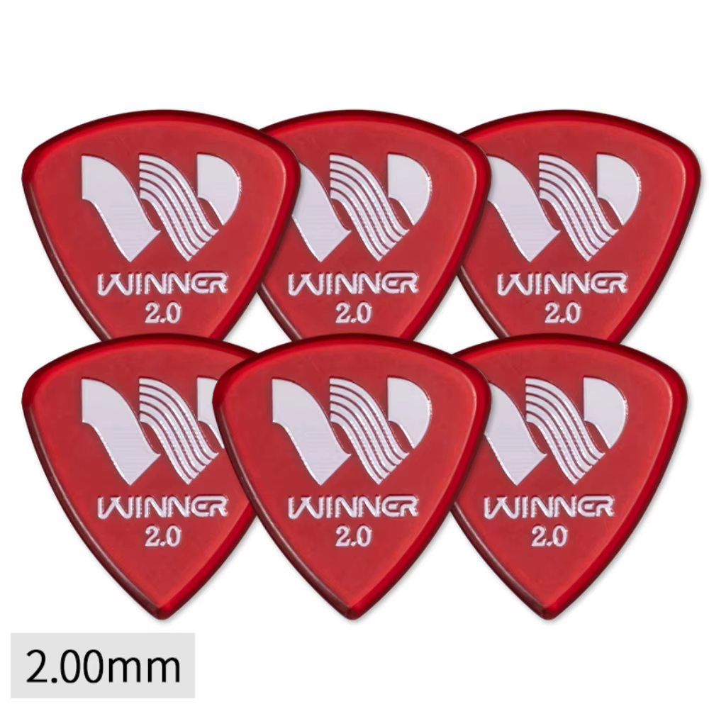 Plectres de guitare électrique antidérapants de 2.0MM d'épaisseur, 6 pièces, grands plectres triangu
