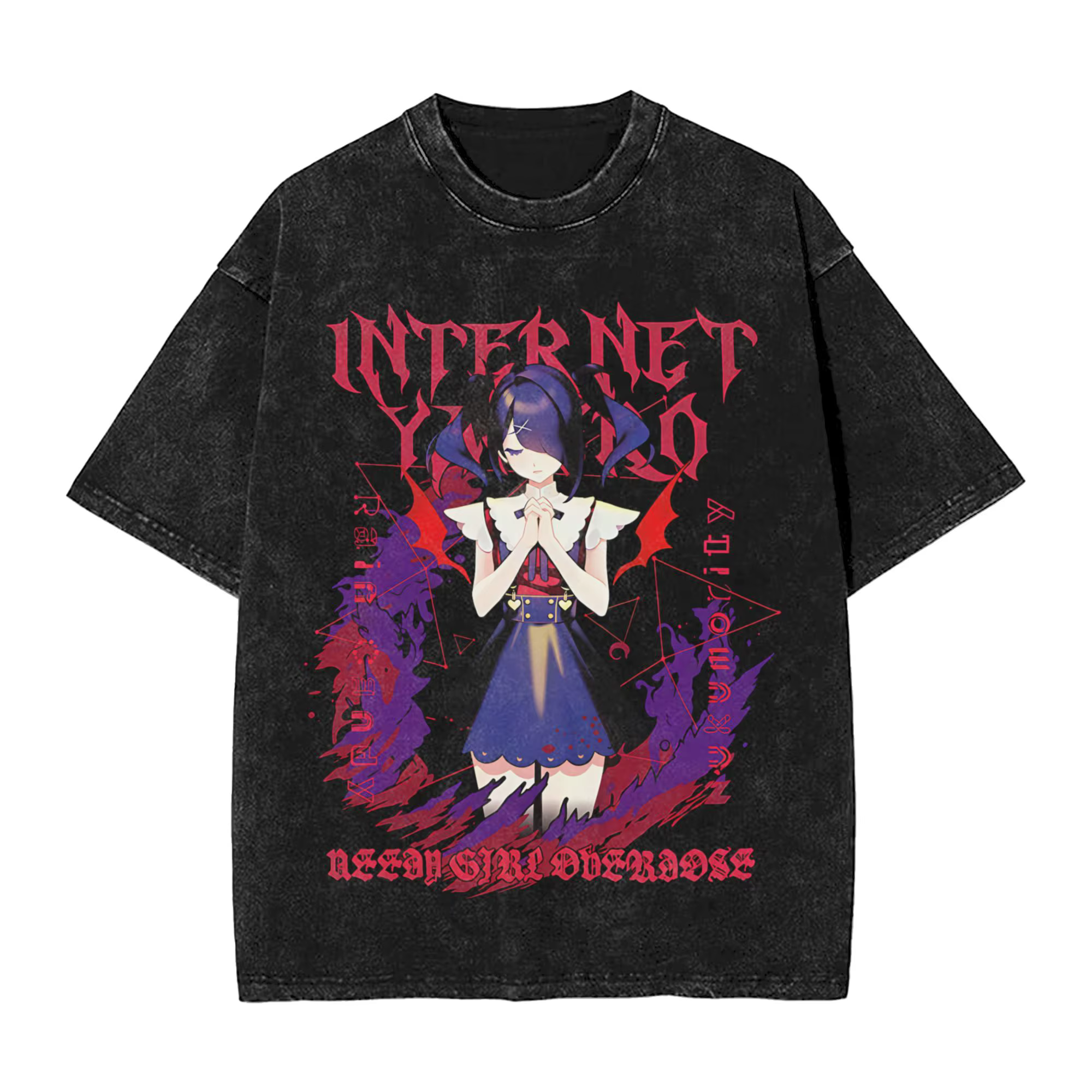 T-shirts Harajuku délavés pour hommes et femmes, collection Summer Needy Streamer Overload