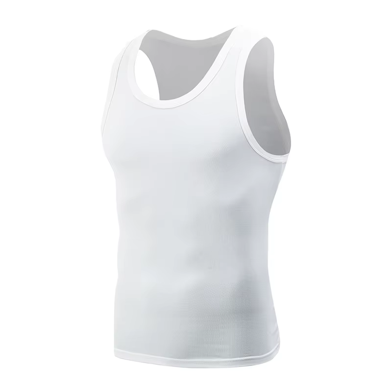 Débardeur Homme 1/3 Noir et Blanc Couleur Unie Épaules Étroites Décontracté Sport Fitness Confortabl