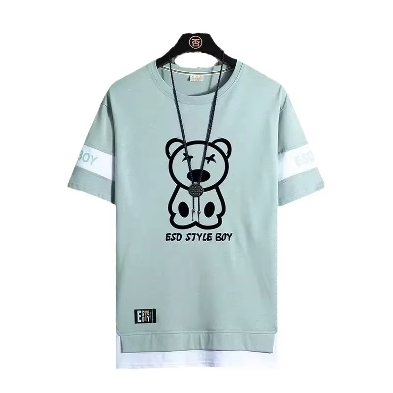 T-shirt pour hommes manches courtes hommes t-shirts Style coréen Streetwear imprimé Harajuku surdime