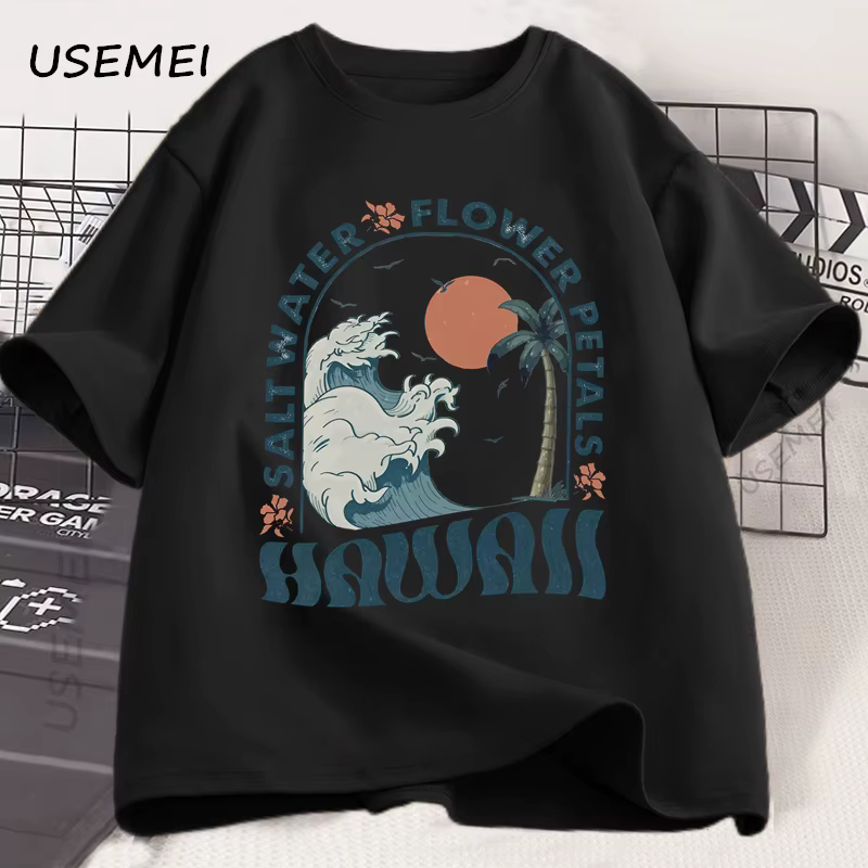 Hawaii plage T-Shirt océan plage T-Shirt hommes femmes été vibrations vacances graphique t-shirts co