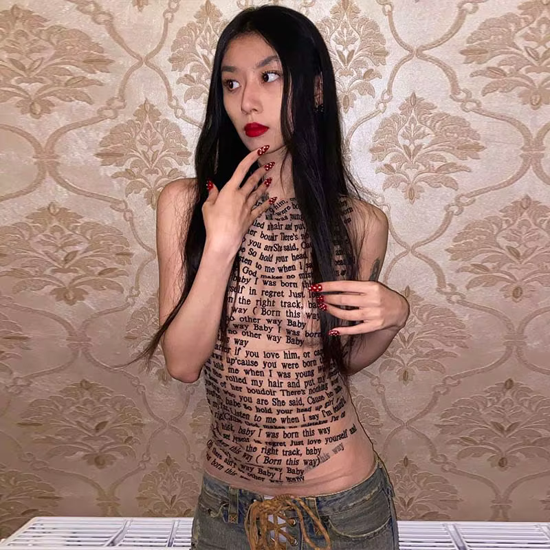 Haut à col rond en maille fibrprécieuse pour femme, haut décontracté mince, vêtements hipster, artic