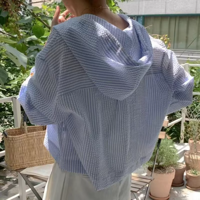 Chemise d'été pour femmes, mode parasol, manches longues, décontractée