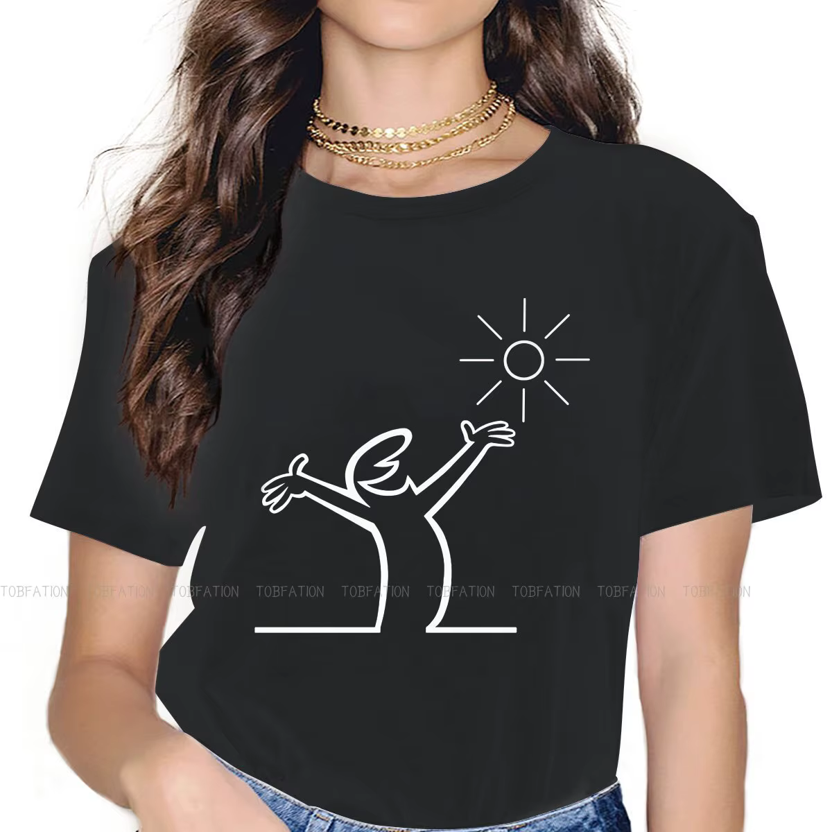 La Linea – t-shirt pour filles, estival et surdimensionné, Kawaii, 5XL
