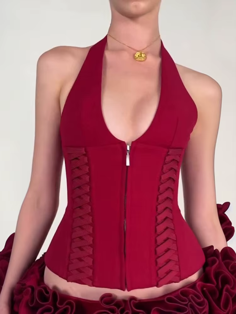 AltGoth centre commercial Goth Corset gilet femmes foncé Cyber Punk pansement licou dos nu culture d