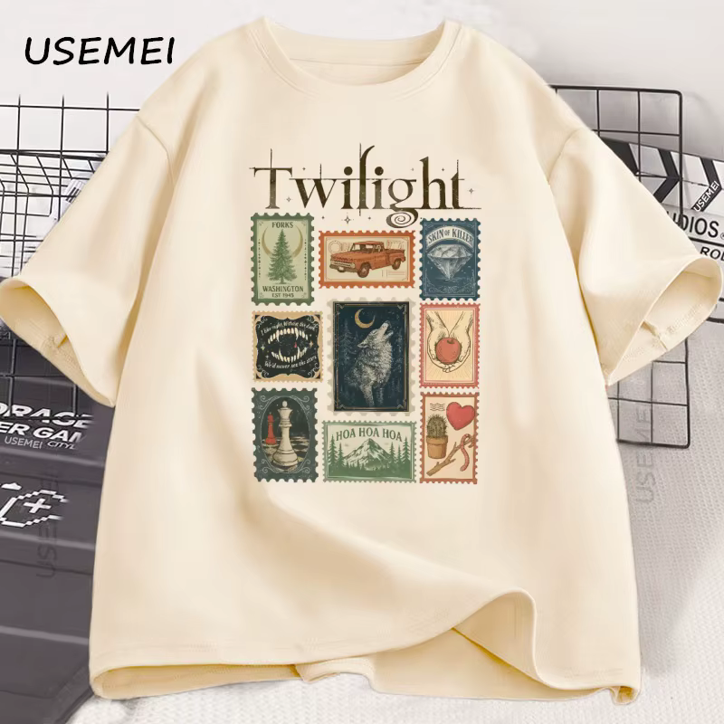 Vintage crépuscule fourchettes T-shirt livre amant coton hommes femmes T-shirt unisexe vêtements été