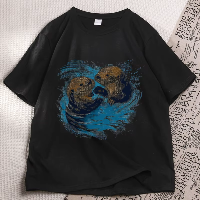 T-shirt vintage Otters, style graphique des années 90, animaux marins, pour les amoureux de la natur