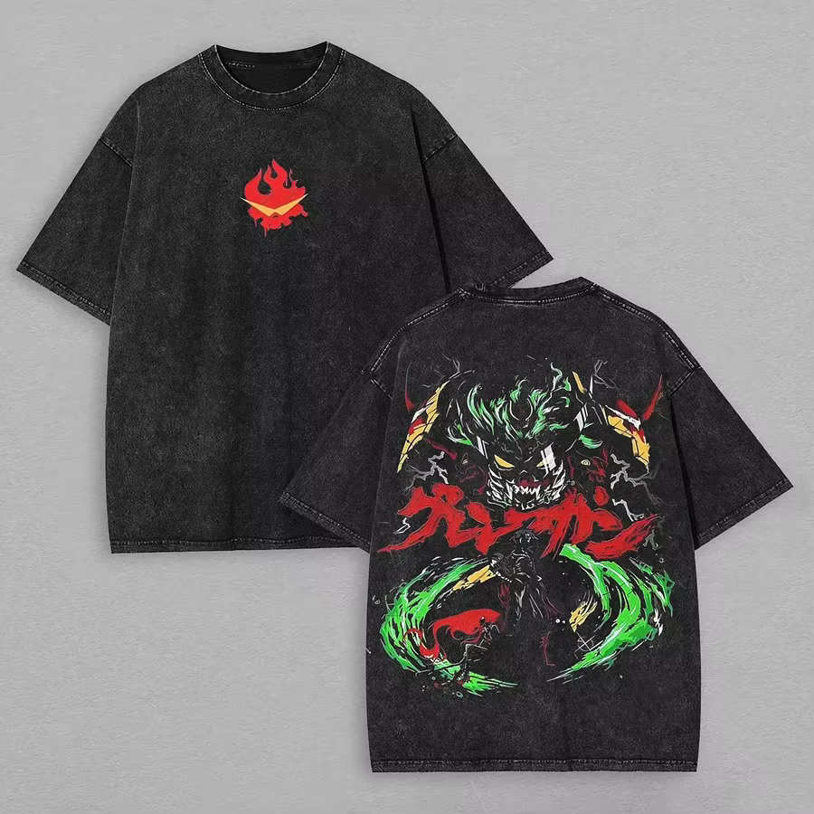 T-shirt graphique Tengen Toppa Gurren Lagann, style vintage délavé, rétro, streetwear, unisexe, surd