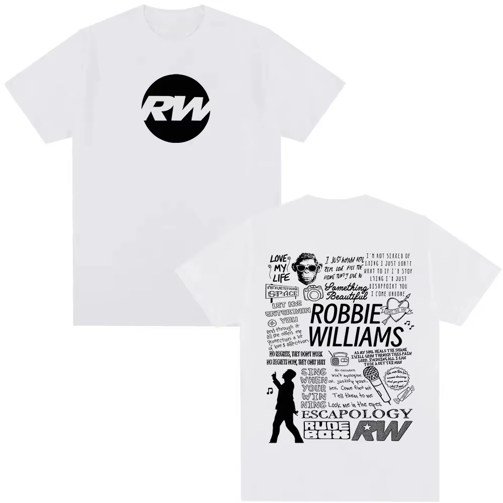T-shirt décontracté rétro tendance King Robbie Williams, coupe ample et respirante pour homme, colle