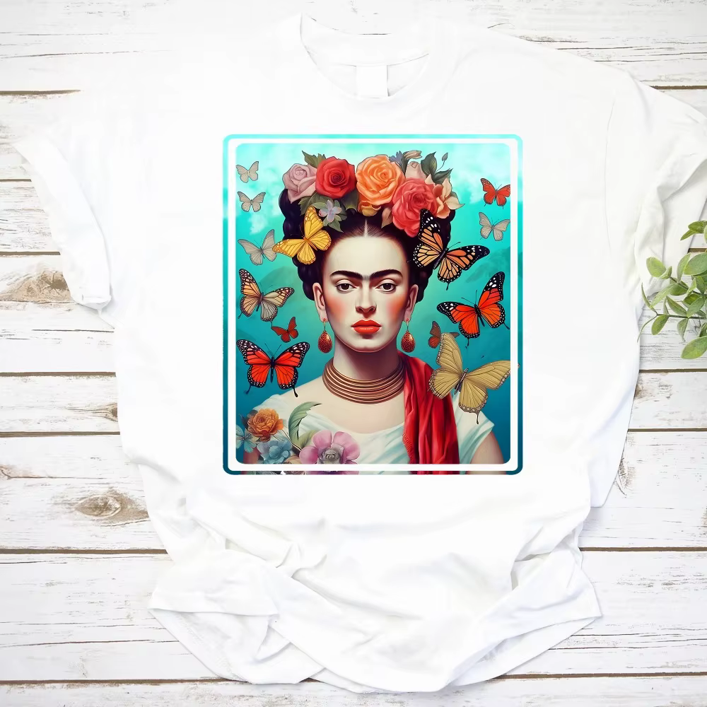 T-shirt Frida Kahlo classique vintage féministe, style mexicain, thème Frida Kahlo, coupe ajustée, v