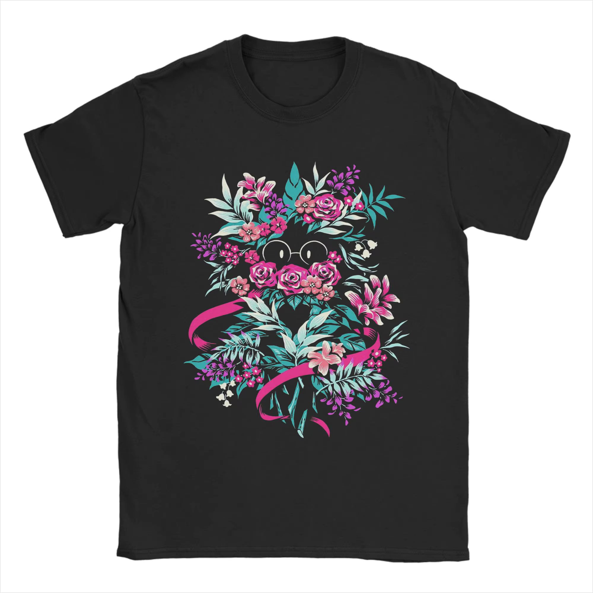 Deltarune Spamton Merch Ralsei T-shirt floral pour hommes, T-shirt en coton, col rond, manches court