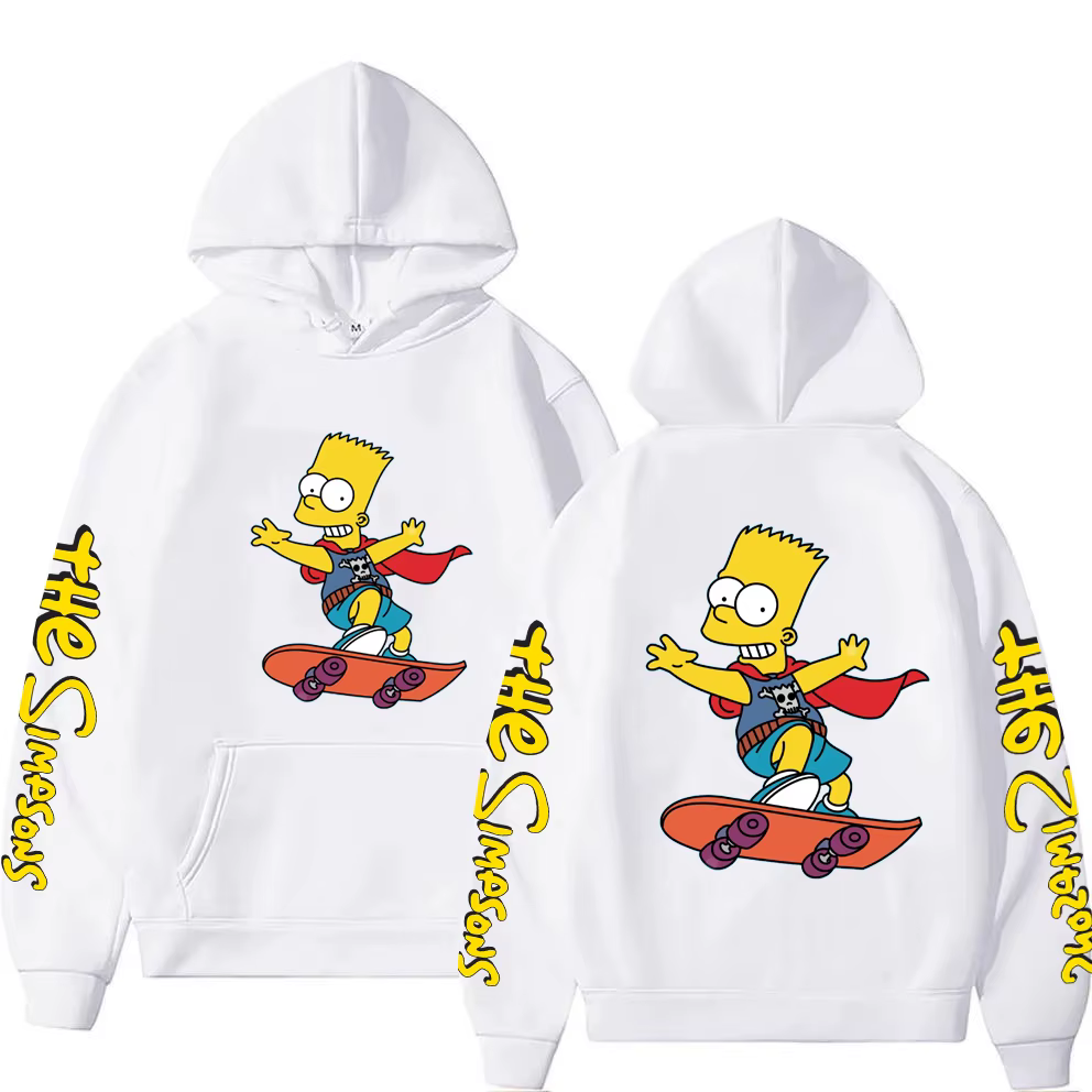 Sweat à capuche unisexe Bart Simpson Anime pour le printemps et l'automne, haut de sport décontracté