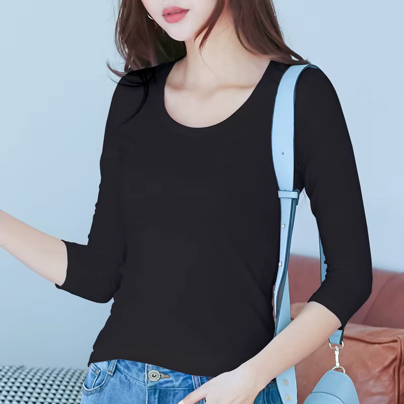 T-shirt manches 3/4 96% coton et 4% élasthanne qualité femmes printemps haut d'été coupe ajustée bla