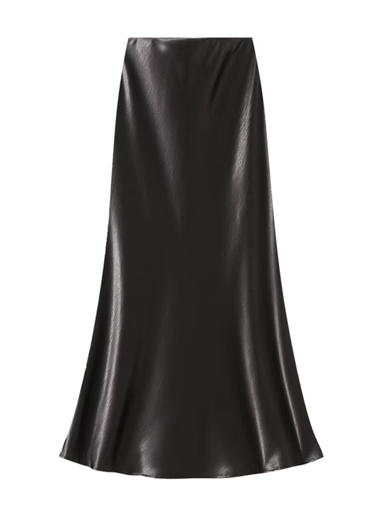 Streamgirl rose soie jupes pour femmes Midi bleu clair jupe Satin haute qualité luxe Satin jaune jup