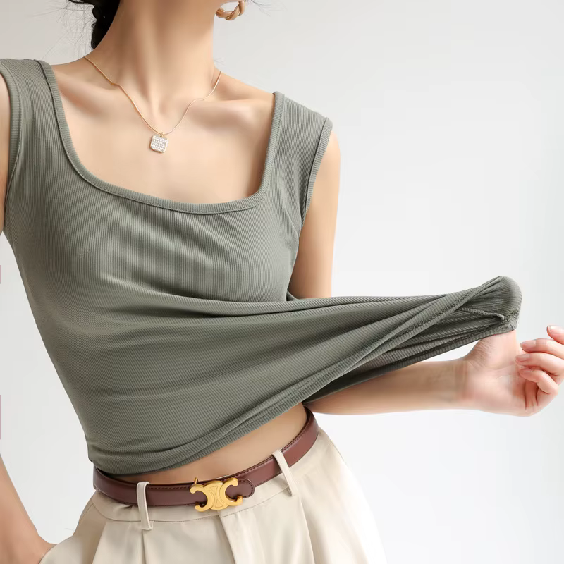 Été plage femmes hauts et t-shirts Sexy sans manches maillot de corps dissimulant décolleté latéral