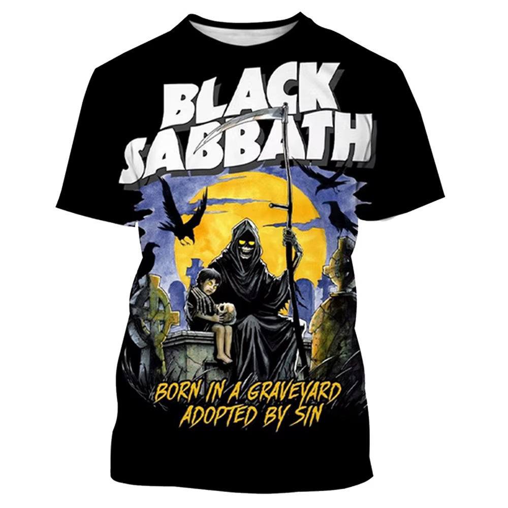 Été nouveau à la mode Black Sabbath hommes 3D imprimé T-shirt Hip Hop décontracté Cool à manches cou