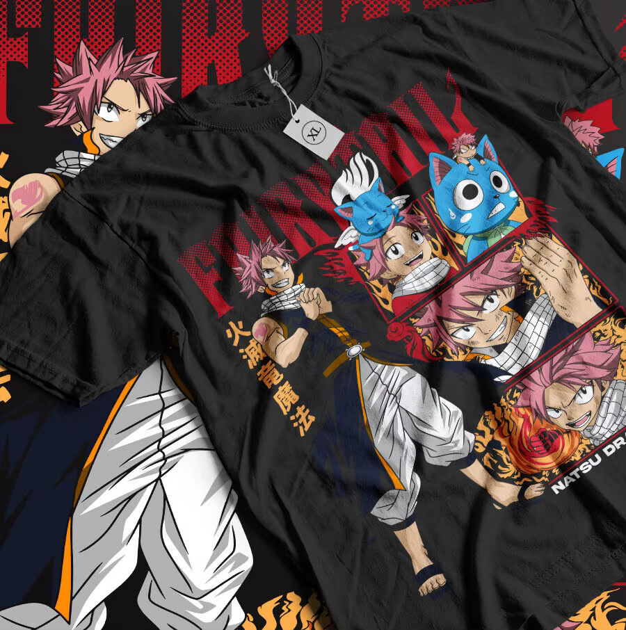 T-shirt queue de fée gris Fullbuster Natsu Dragneel Dragon Slayers chemise Anime