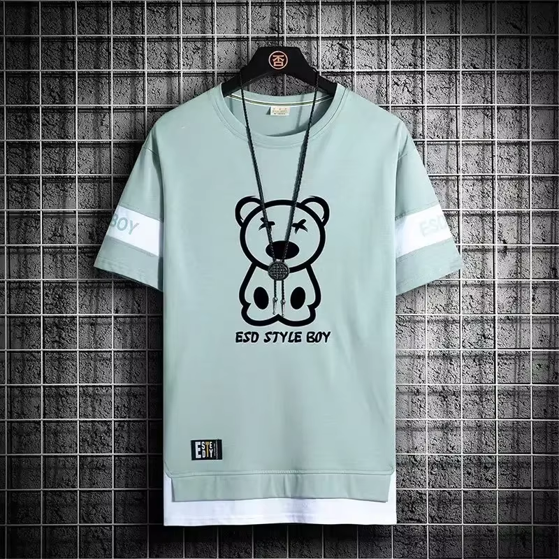 T-shirt pour hommes manches courtes hommes t-shirts Style coréen Streetwear imprimé Harajuku surdime