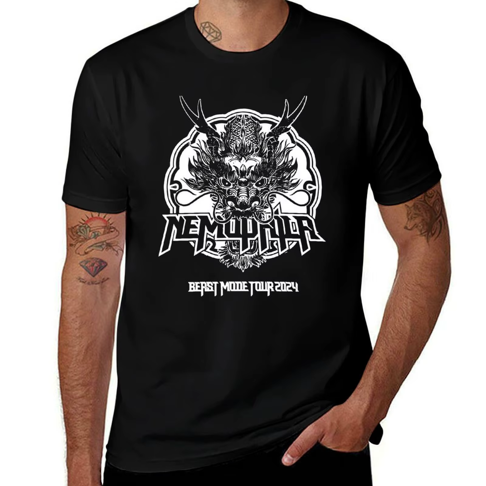 Nemophila Beast Mode T-Shirt noir coton t-shirts graphiques animal prinfor garçons t-shirts personna