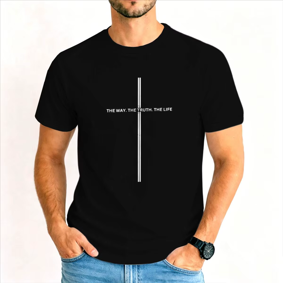 T-shirts chrétiens Jésus pour hommes et femmes, style lumineux, Le Chemin, la Vérité, la Vie, T-shir