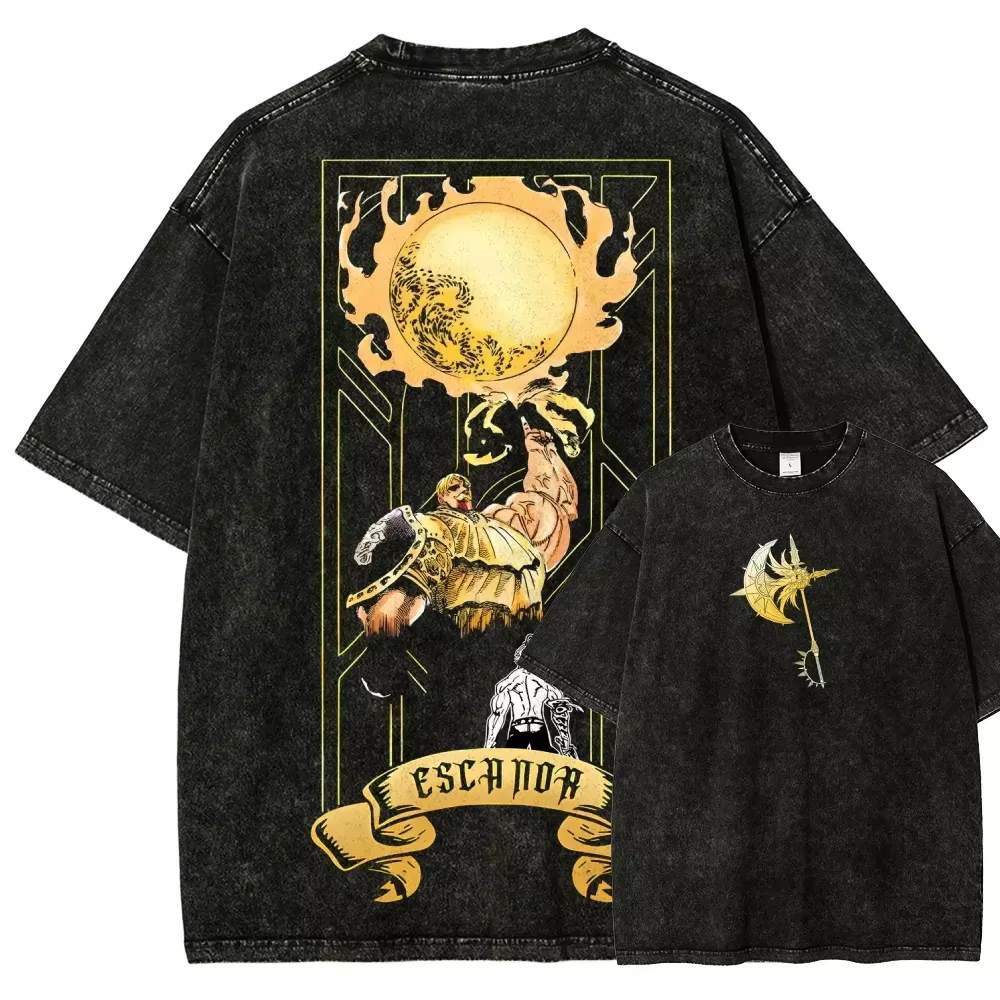 T-shirt imprimé graphique Escanor des sept péchés capitaux, style anime japonais, pour hommes et fem