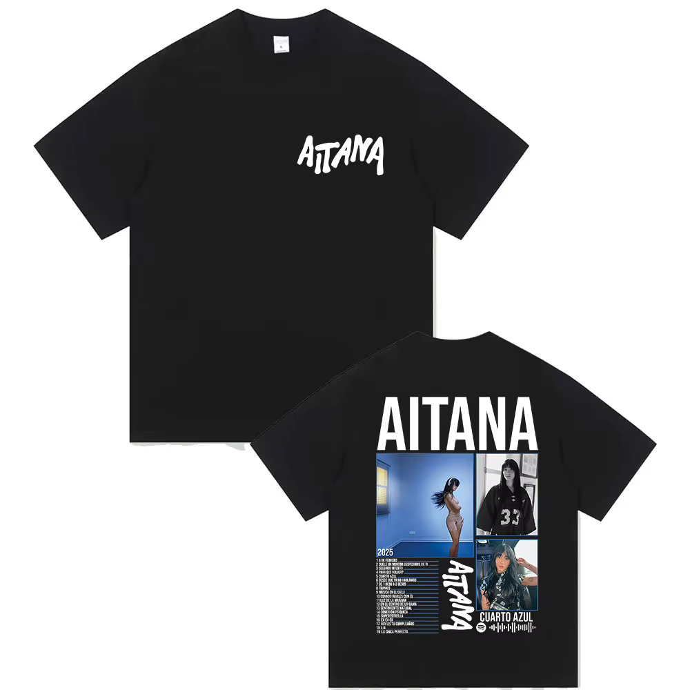 Chanteur Aitana Cuarto Azul Tour 2025 impression T-shirt hommes femmes Hip Hop Fans vêtements à manc