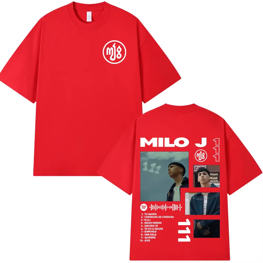 T-shirt manches courtes homme et femme, Rared Milo J 111, Album Merch, Mode Hip Hop, Coton, Décontra