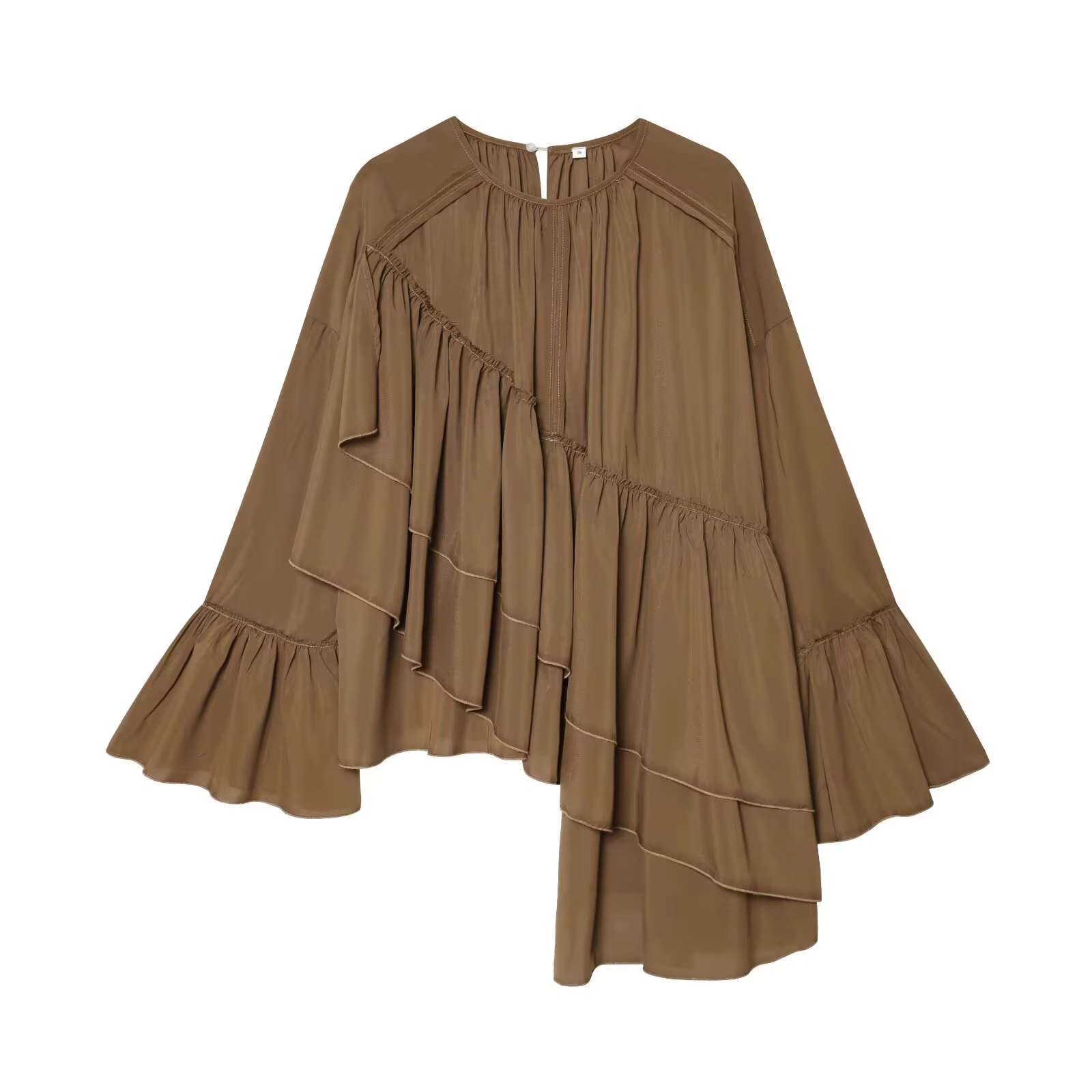 YENKYE nouveau chemisier en mousseline de soie ample à la mode et polyvalent pour les femmes manches