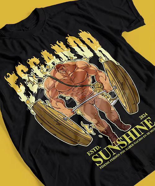 T-shirt pour Anime Nanatsu no Taizai Escanor GYM Leon del Sol y El Poder del Orgullo
