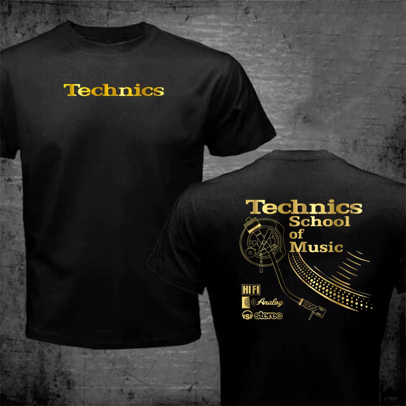 T-shirt Vintage DJ Long Play Technics School of Music pour Homme – T-shirt Rétro DJ Musical – Top Te