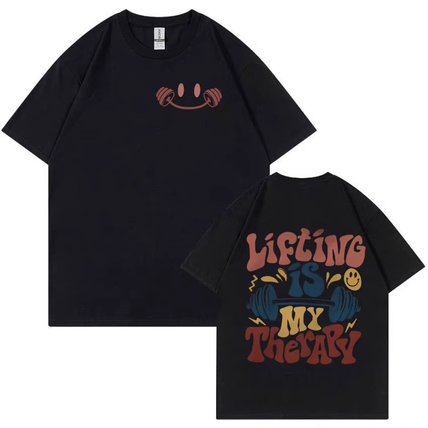 Le levage est ma époque de thérapie drôle Meme T-shirt hommes femmes été Harajuku mode T-shirts Vint