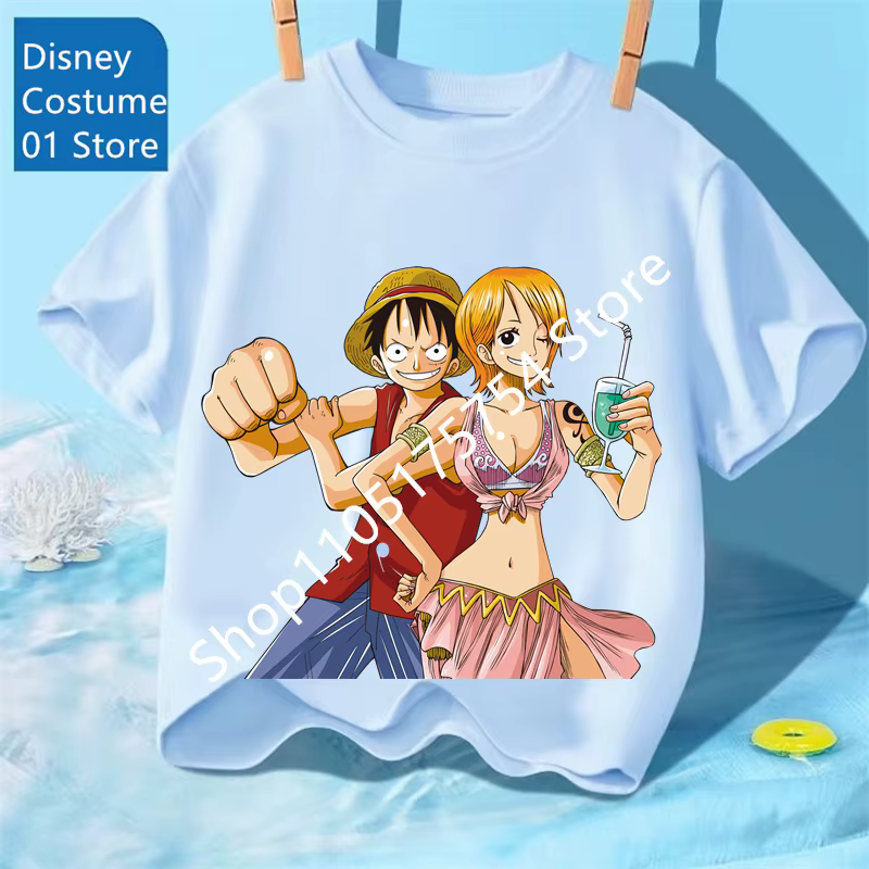 T-shirts One Piece Chopper pour enfants, T-shirt imprimé de dessin animé Kawaii, hauts décontractés