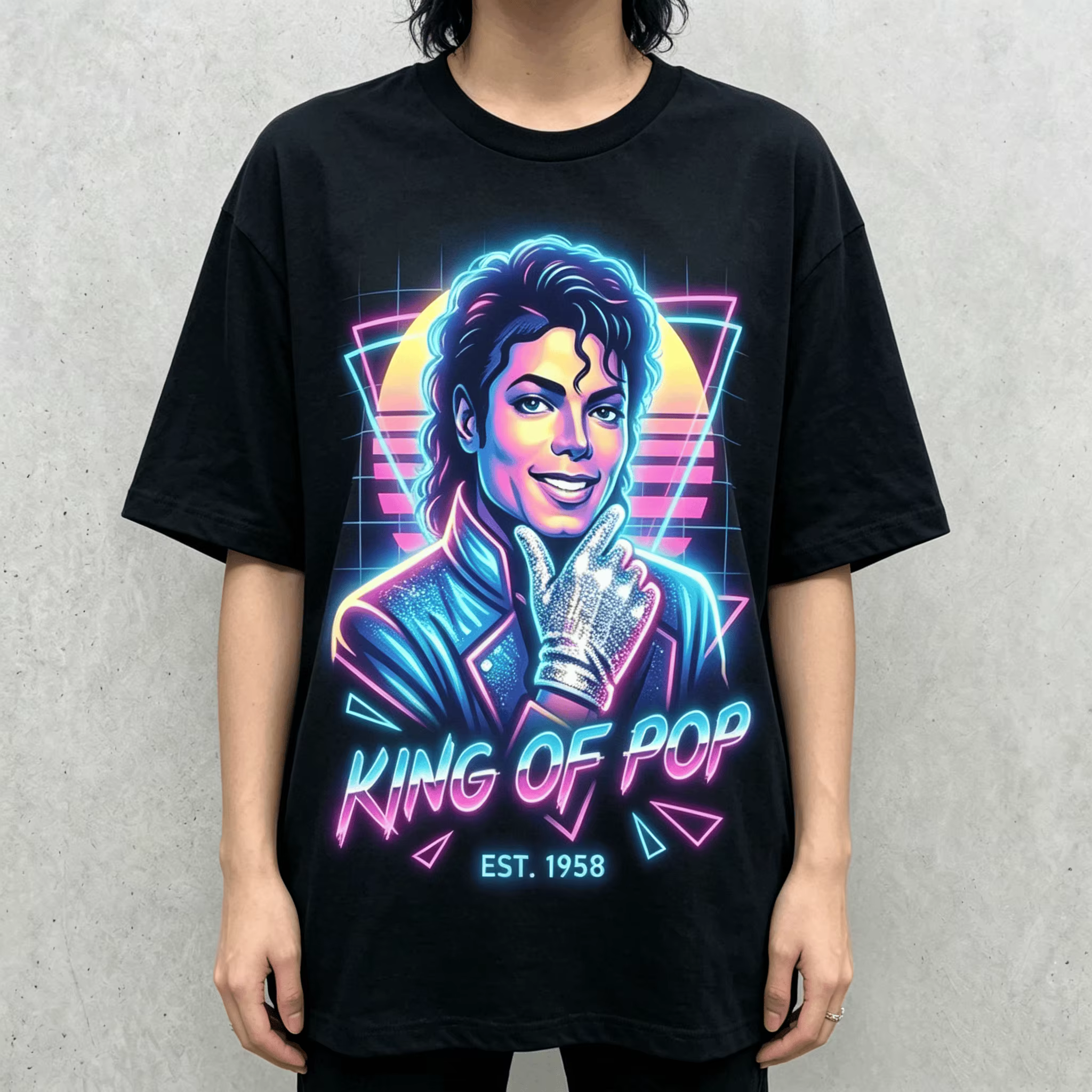 T-shirt unisexe en coton à manches courtes vintage surdimensionné Y2K pour homme, motif Michael Jack