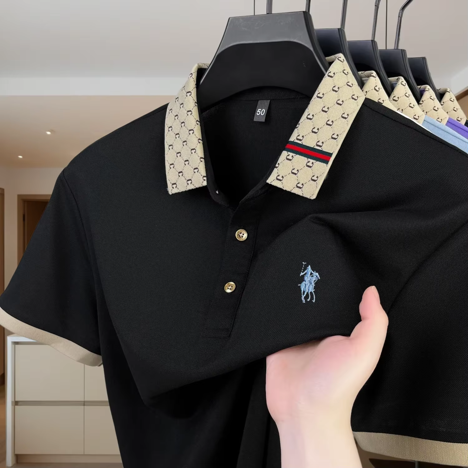 Polo de luxe pour homme, nouvelle collection été, haut de gamme, broderie originale poney, col mode,