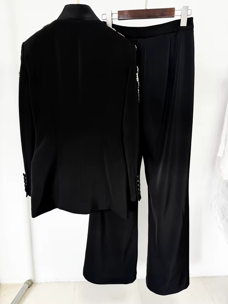 Ensemble 2 pièces de costume de créateur pour femme, collection 2026, style urbain, avec blazer à co