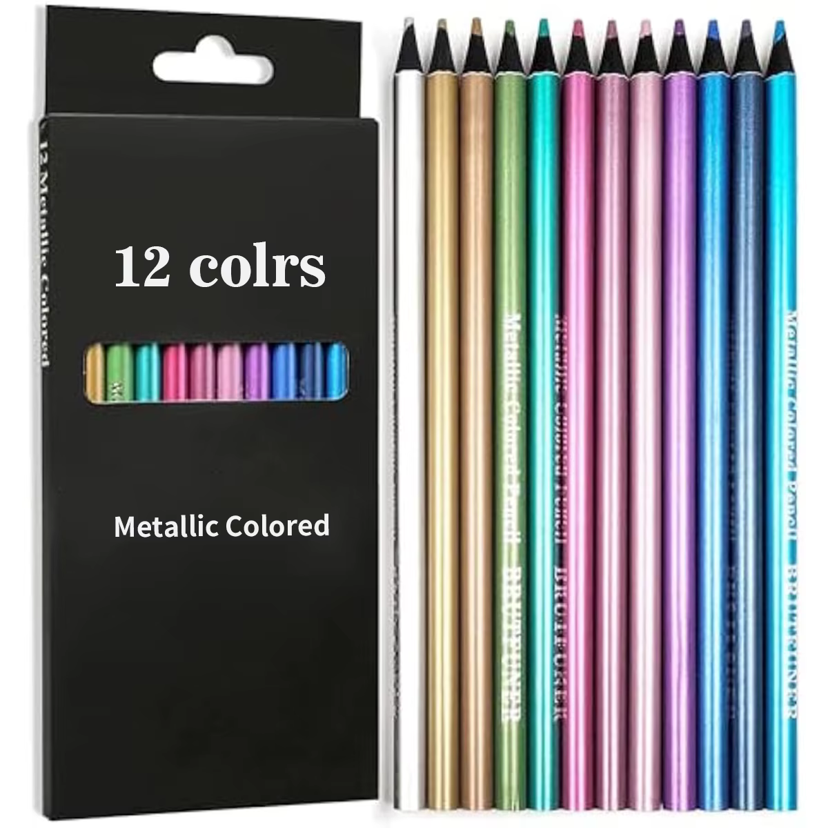 Ensemble de crayons de couleur métalliques, 12 couleurs, pour dessin et croquis, fournitures artisti