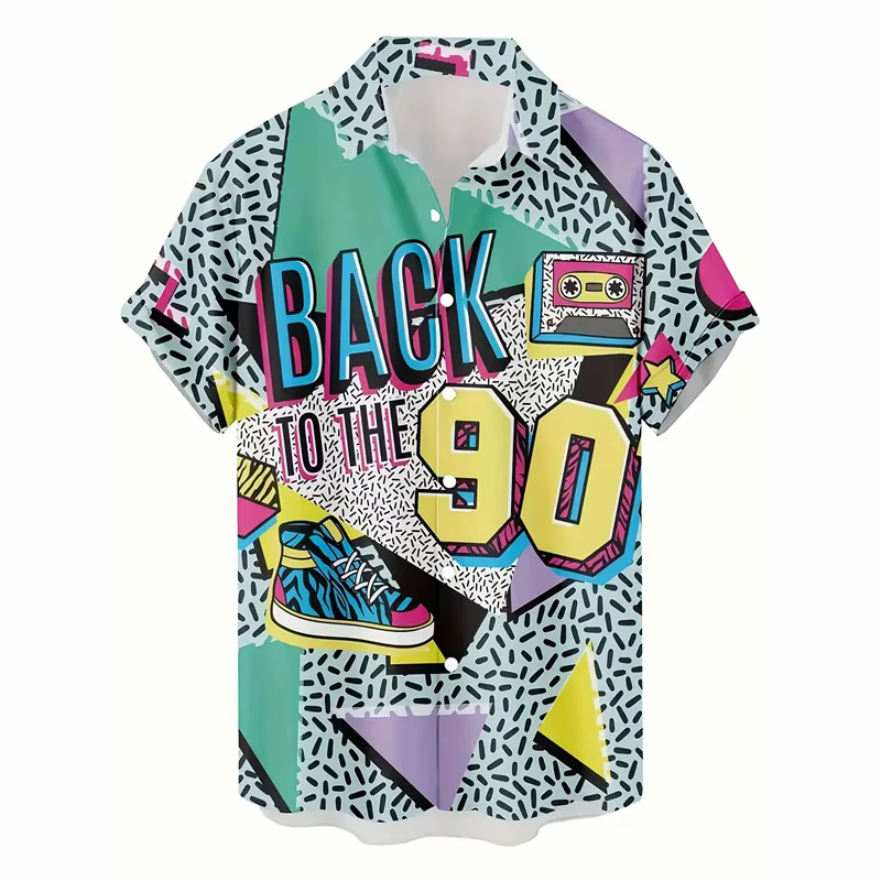 Chemises hawaïennes rétro des années 80 et 90 pour hommes, vêtements imprimés en 3D, hauts à manches