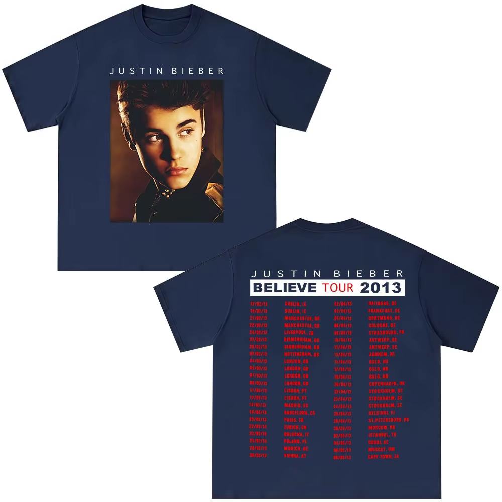Marchandises de la tournée « Believe » de Justin Bieber 2026 - T-shirts pour hommes et femmes, T-shi