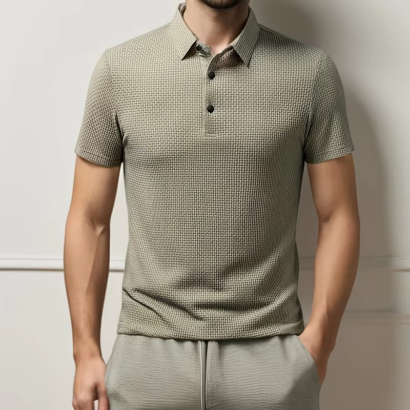 Polos de travail haut de gamme pour hommes à manches courtes, motif floral uni, respirants, polyvale