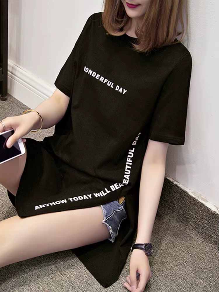 T-shirt manches courtes femme, ample, ample, en coton, imprimé jour de merveilles, été
