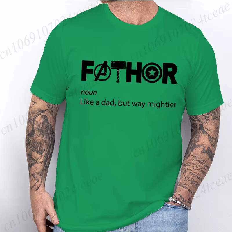 T-shirt humoristique « Père » avec définition graphique, vêtement décontracté à manches courtes pour