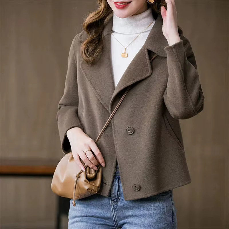 Manteau court en laine double face pour femme, veste décontractée, design de mode, coréen, printemps