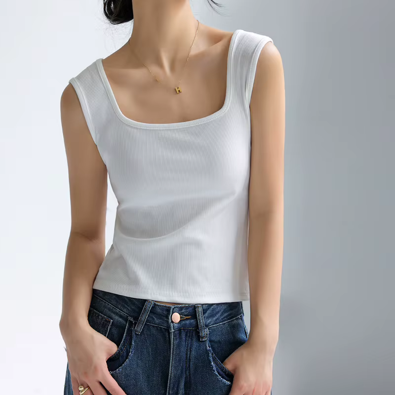 Été plage femmes hauts et t-shirts Sexy sans manches maillot de corps dissimulant décolleté latéral