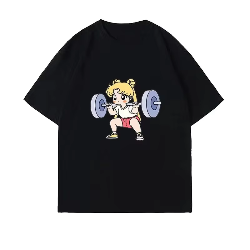 Sailor Moon Lifting Iron Fitness T-Shirt femme coton fille enfants Parent-enfant été ample mignon do