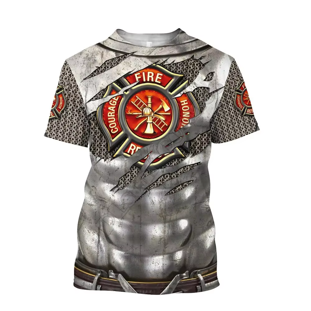 Personnaliser nom pompier 3D partout imprimé T-shirts femmes pour hommes été T-Shirts occasionnels à