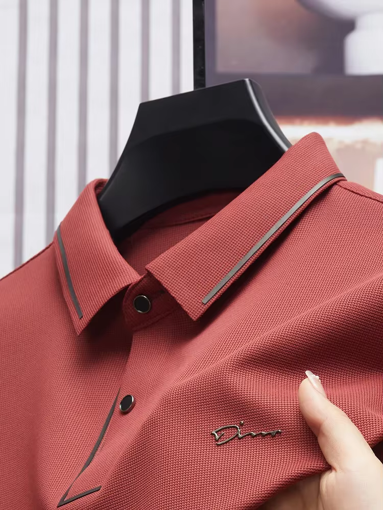 Polo sans couture pour hommes, T-shirt de luxe en tissu Cool, décontracté, Golf, coupe cintrée, col 